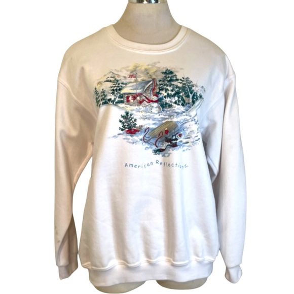 Christmas Sweatshirt Vintage American Reflections Snowman Vintage 90s - Picture 10 of 10